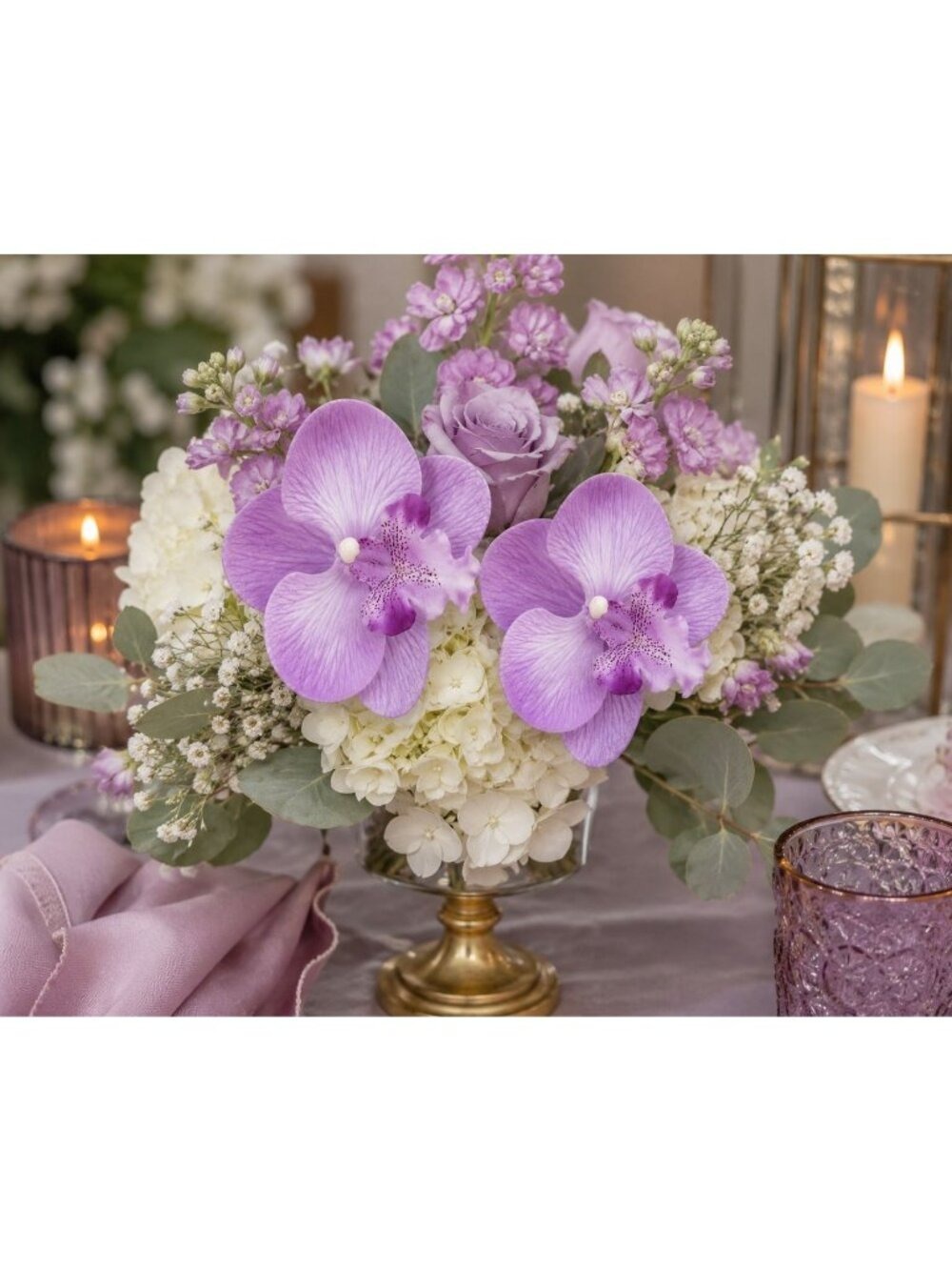 Purple Lavender Touch Orchid Heads Set of 2, 3.5 Inch Phalaenopsis Blooms - Picture 5 of 8
